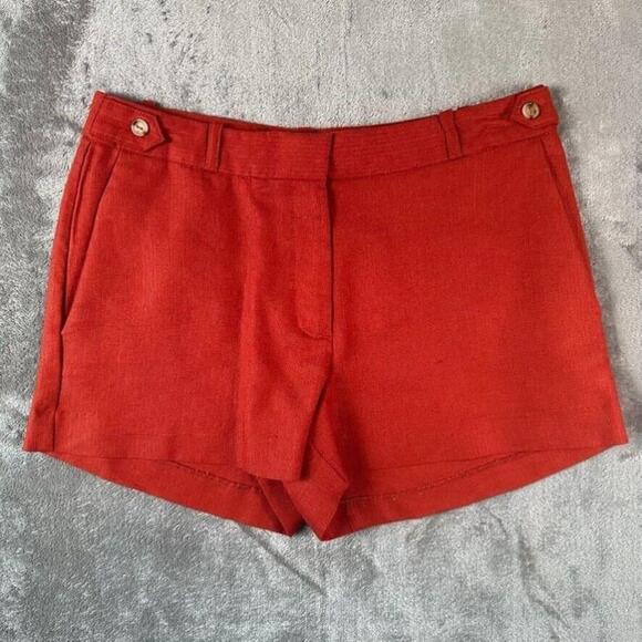 NWT Versona Shorts Womens Size 8 Red Twill Chino Flat Front Low Rise - Picture 1 of 13
